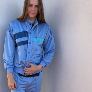 Vintage tracksuit baby blue 70s sweat pants jacket